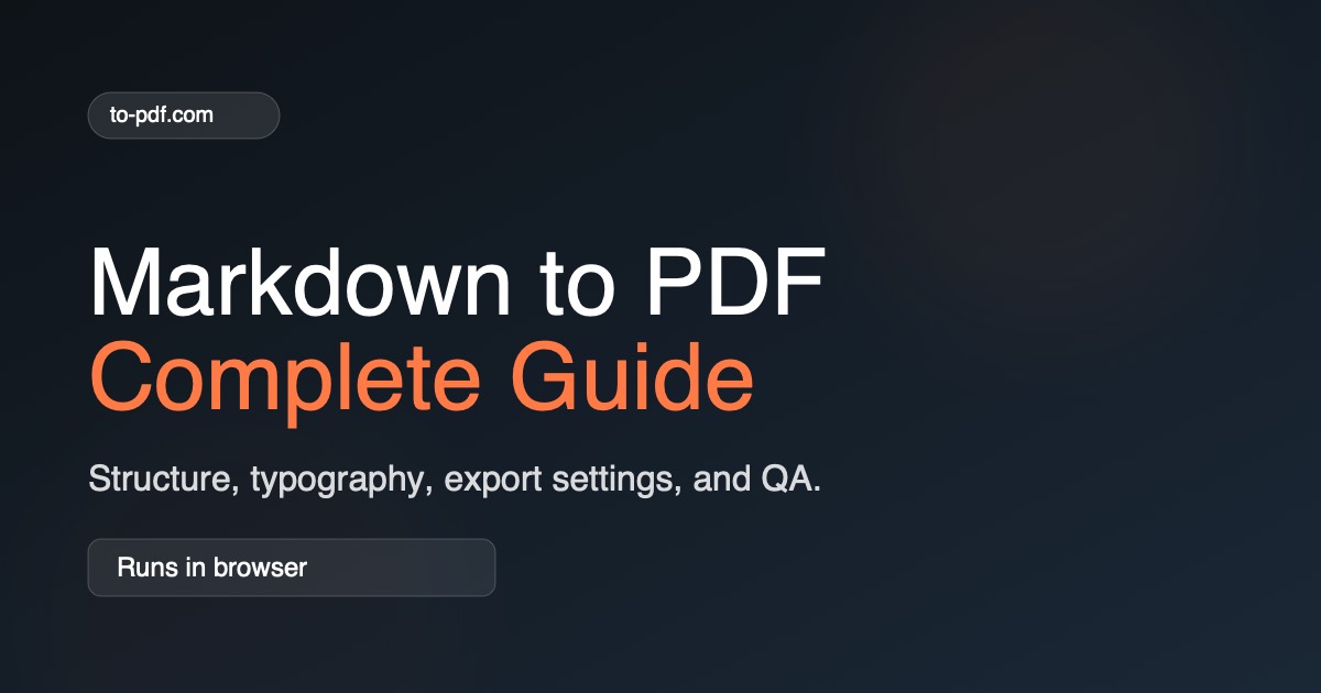 Markdown to PDF complete guide cover